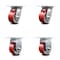 Service Caster 4 Inch Red Poly on Cast Iron Caster Set with Roller Bearings 2 Swivel 2 Rigid SCC-35S420-PUR-RS-2-R-2 - alternate 1